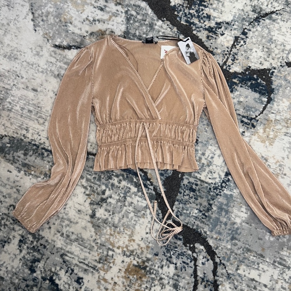 tan velvet blouse